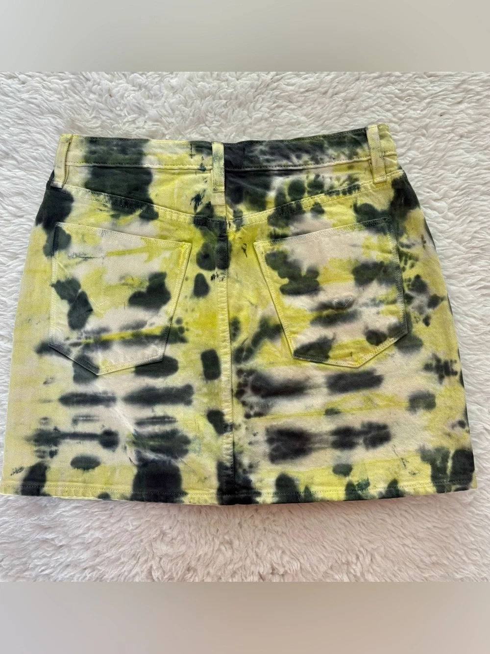 Hudson Jeans Yellow and Black Tie-Dye Mini Skirt size 28